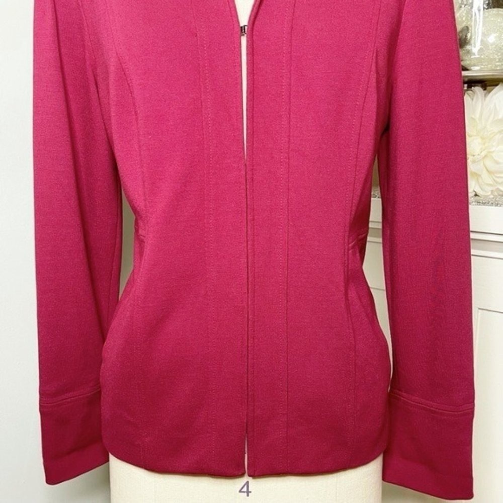 Chico’s Maroon Red Solid Ponte Jacket 0 Small - image 7